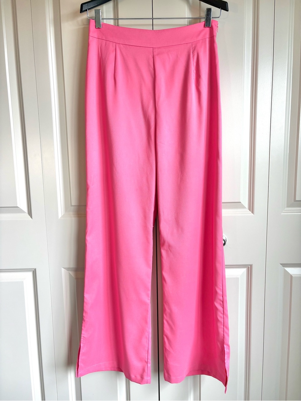 Nasty Gal Hot Pink Wide Leg Pants Bubblegum Pink Trousers Barbiecore Y2K Size 10